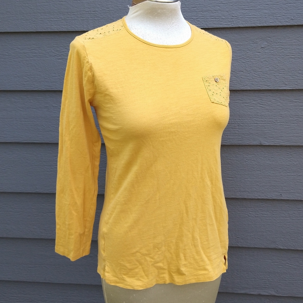 ZARA long sleeve tee with eyelet trim 13 14 (D7)